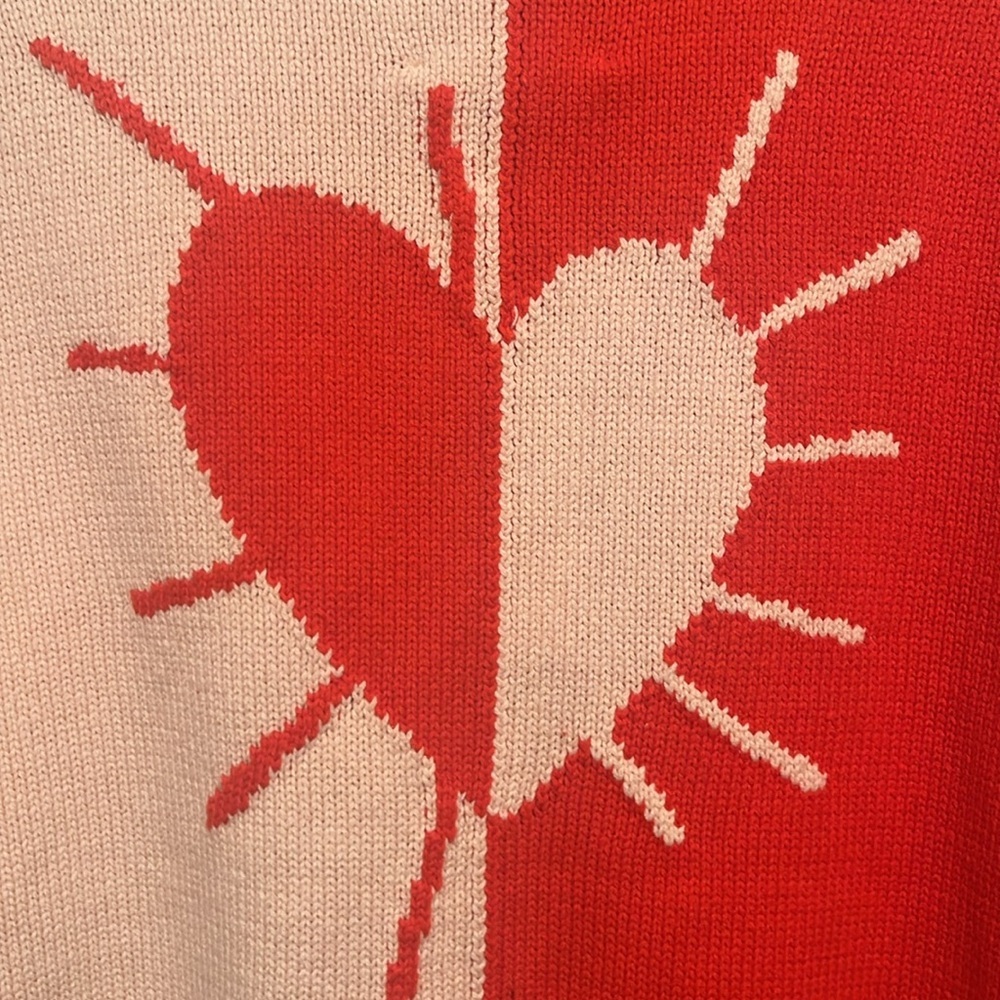 Kerri Rosenthal XOKR Heart V-neck Pullover Sweater pink‎ red size  Medium NEW - Picture 8 of 10